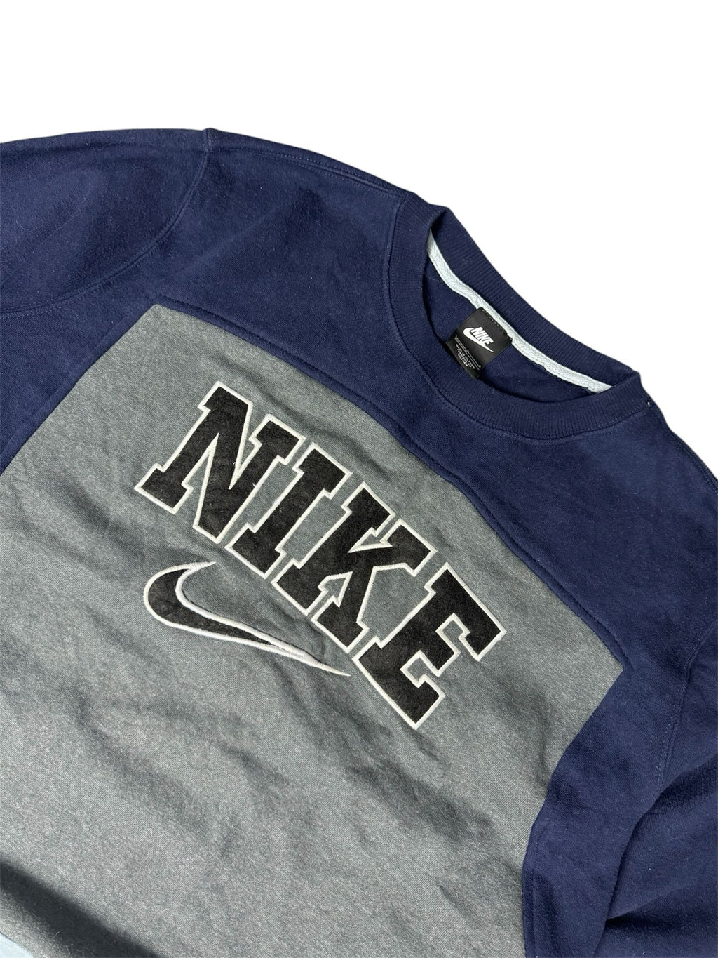 Dunkelblau Grau Hellblauer Nike Vintage Pullover (M/L)