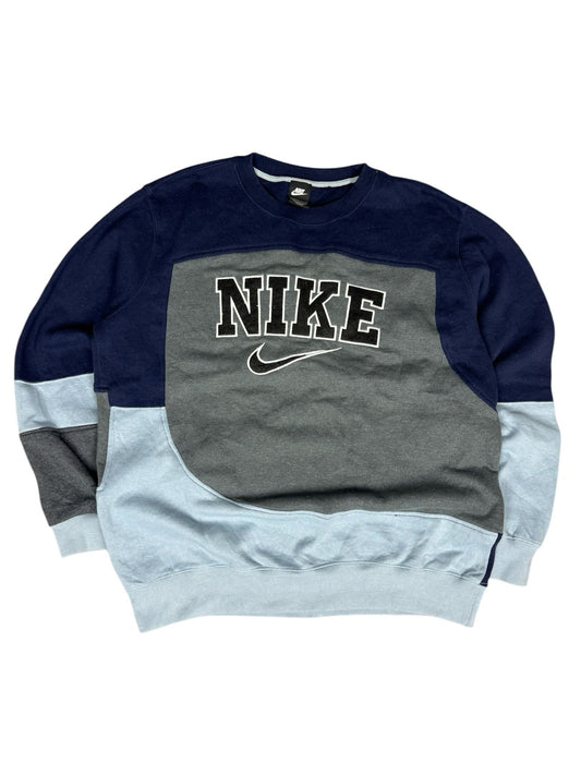 Dunkelblau Grau Hellblauer Nike Vintage Pullover (M/L)
